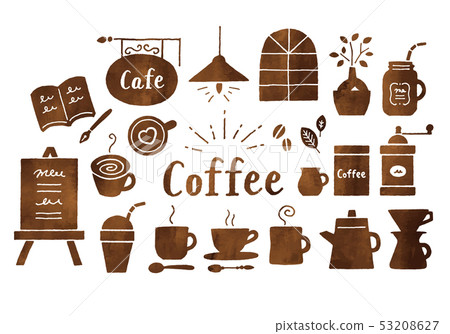Coffee and cafe watercolor brown 53208627