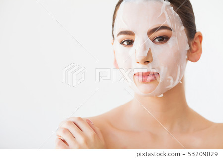Skin Care. Young Female Removing Mask From Facial Skin. Woman Beauty Face Skin Care. Young Female Removing Mask From Facial Skin. Woman Beauty Face 53209029