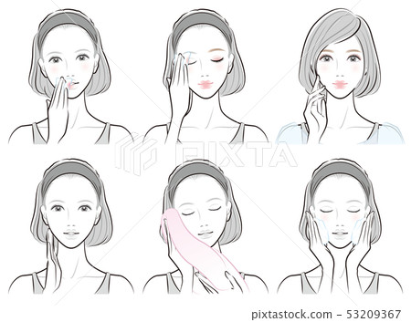 一個女人在做護膚的插圖 一個女人在做護膚的插圖 53209367