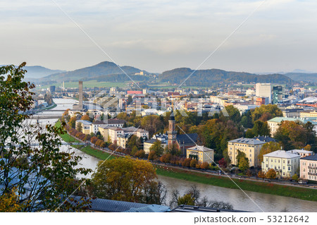 View of Salzburg and Salzach river from Monchsberg 53212642