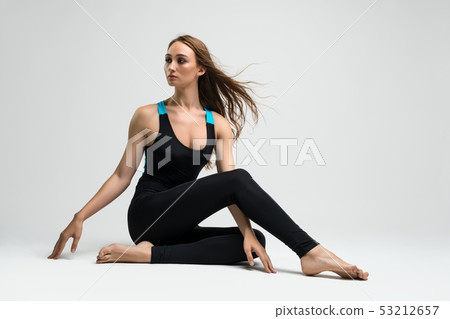 Beautiful blonde on the floor view 53212657