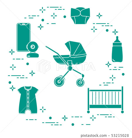Stroller, crib, baby monitor, bottle, clothes Stroller, crib, baby monitor, bottle, clothes 53215028