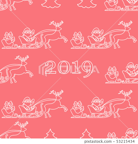 Christmas and Happy New Year 2019 seamless pattern Christmas and Happy New Year 2019 seamless pattern 53215434