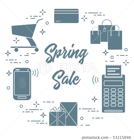 Spring sale Shopping icons. Spring sale Shopping icons. 53215698