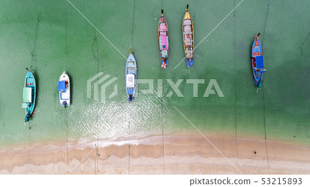 Aerial View Top down of Thai traditional longtail Aerial View Top down of Thai traditional longtail 53215893
