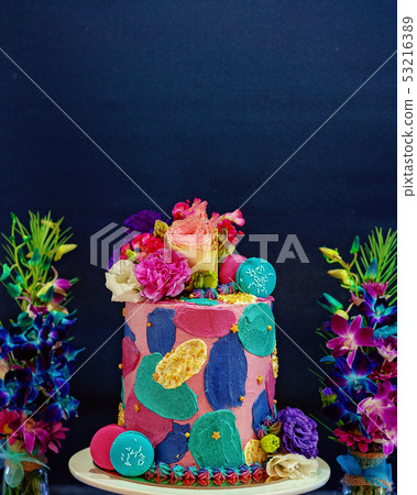 Trendy Colorful Celebration Cake 53216389