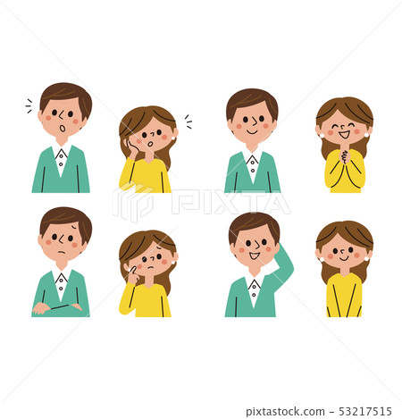 男性和女性的面部表情集 53217515