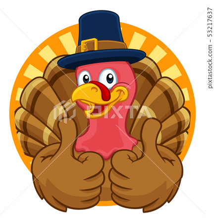 Turkey Pilgrim Hat Thanksgiving Cartoon Character 53217637