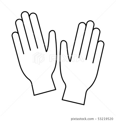 Line art black and white disposable nitrile gloves Line art black and white disposable nitrile gloves 53219520
