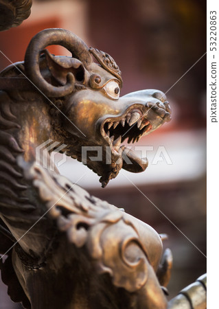 The lion made of bronze, in the ancient Buddhist 53220863