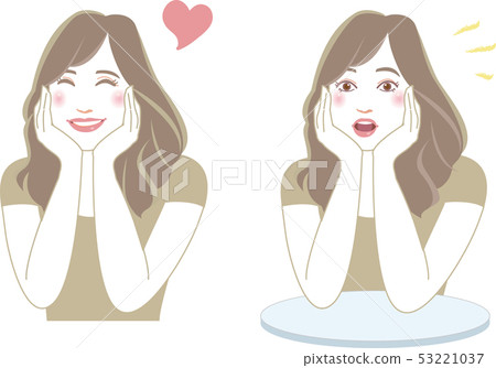Woman putting hand on cheek (2 poses) 2 Woman putting hand on cheek (2 poses) 2 53221037