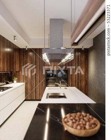 Luxurious designer kitchen with bar, kitchen Luxurious designer kitchen with bar, kitchen 53223371