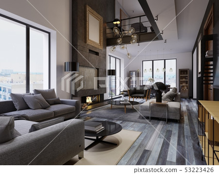 Luxury duplex loft-style apartment, contemporary 53223426
