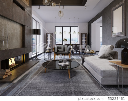 Luxury duplex loft-style apartment, contemporary - Stock ...