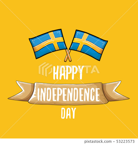 sweden indepedence day celebration banner or poster with greeting text and swedish flag. vector sweden indepedence day celebration banner or poster with greeting text and swedish flag. vector 53223573