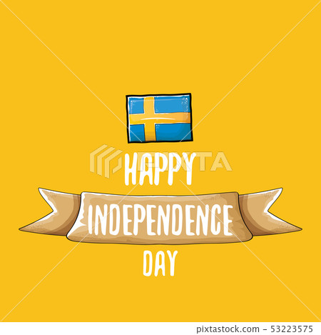 sweden indepedence day celebration banner or poster with greeting text and swedish flag. vector sweden indepedence day celebration banner or poster with greeting text and swedish flag. vector 53223575