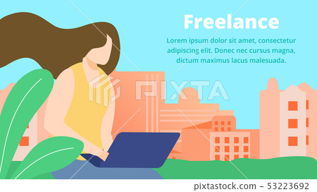 Freelance Online Job, Girl Artist Work with Laptop Freelance Online Job, Girl Artist Work with Laptop 53223692