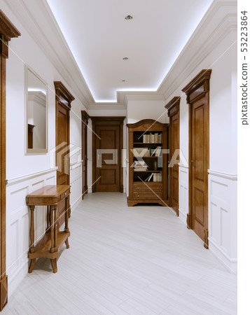 The interior is a classic-style corridor with The interior is a classic-style corridor with 53223864