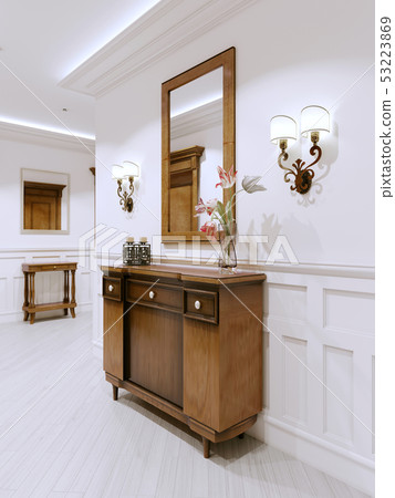 .Wooden chest of drawers in a classic style .Wooden chest of drawers in a classic style 53223869