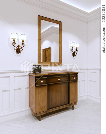 .Wooden chest of drawers in a classic style .Wooden chest of drawers in a classic style 53223881