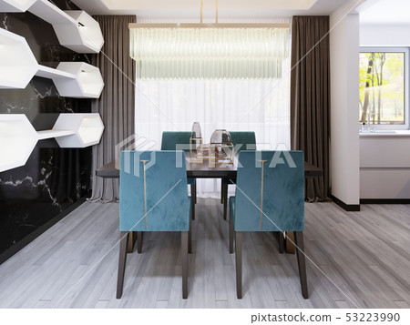 Luxury dining table with velor chairs and a 53223990