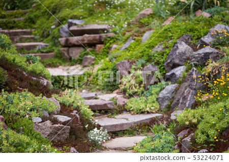 Stony stairs in the green garden Stony stairs in the green garden 53224071