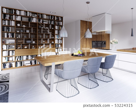 dining area with a modern designer table with six dining area with a modern designer table with six 53224315