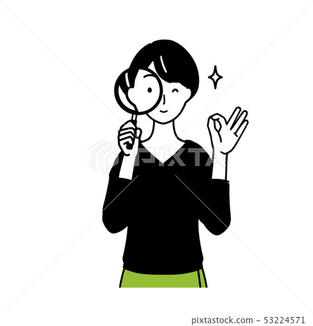 Illustration of a woman who checks Illustration of a woman who checks 53224571