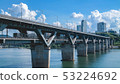 漢江，天空，地鐵，半坡橋，夏天，首爾 53224692