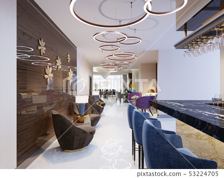 Interior Of A Modern Pub Or Bar At Evening Stock