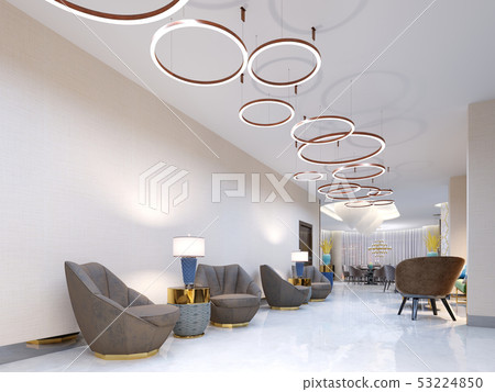 A Modern Reception Area With Large Upholstered Stock