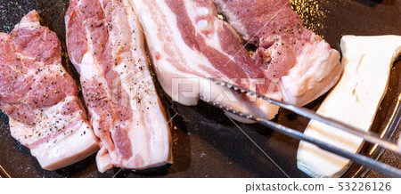 Black meat, Korean food, Food, Plate, Food, Pan fried black pork, Black pork 53226126