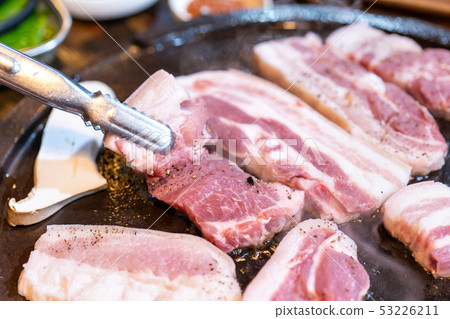 Black meat, Korean food, Food, Plate, Food, Pan fried black pork, Black pork 53226211