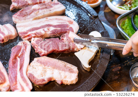 Black meat, Korean food, Food, Plate, Food, Pan fried black pork, Black pork 53226274