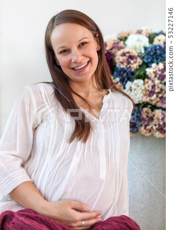 Portrait of the young smiling pregnant woman Portrait of the young smiling pregnant woman 53227146