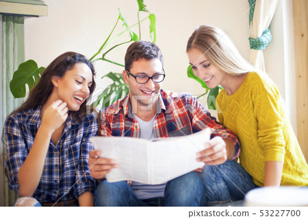 Exchange of new ideas and brainstorming between 53227700