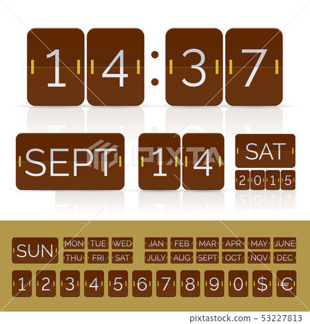 Brown flat calendar with analog flip timer Brown flat calendar with analog flip timer 53227813