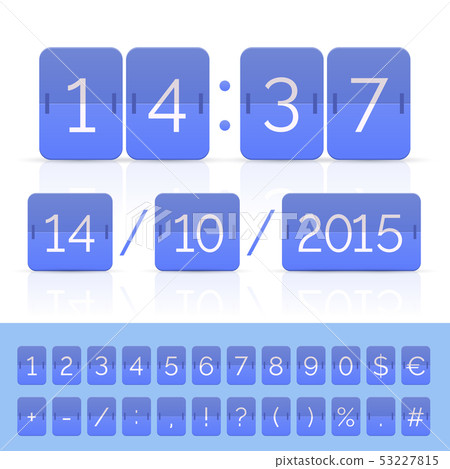 Blue flat flip calendar with timer on white 53227815