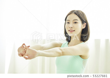 Stretching, exercise, fitness, young woman Stretching, exercise, fitness, young woman 53227881