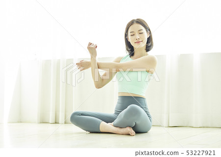 Stretching, exercise, fitness, young woman Stretching, exercise, fitness, young woman 53227921