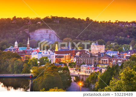 Frankfort, Kentucky, USA town skyline on the 53228489
