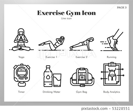 Exercise gym icons Line pack Exercise gym icons Line pack 53228551