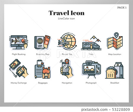 Travel icons LineColor pack Travel icons LineColor pack 53228809