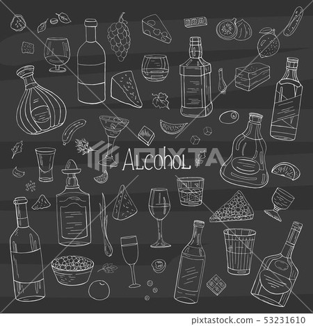 Vintage alcohol big collection on black 53231610