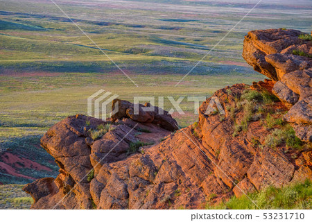 Amazing landscape of mountain Big Bogdo and steppe nature. Russia 53231710