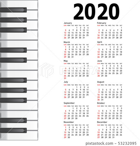 New calendar 2020 with a musical background piano 53232095