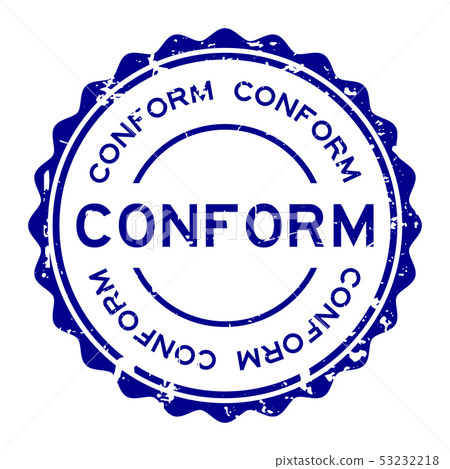 Grunge blue conform word round rubber seal stamp 53232218