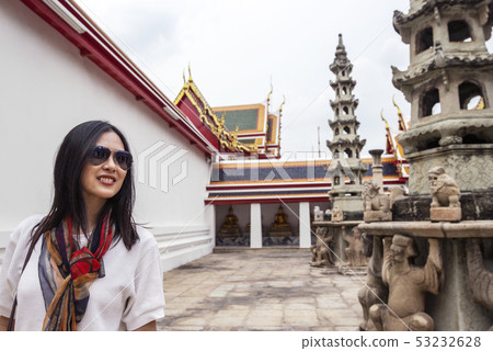 Beautiful smile Asian girl lady traveler trip tour 53232628