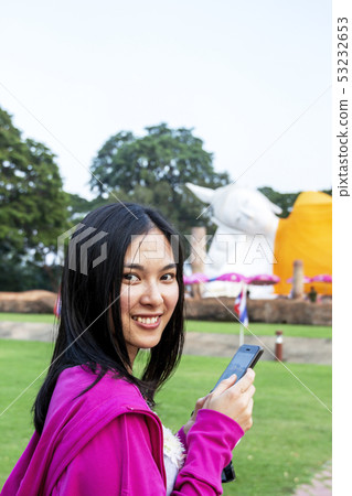 Charm beautiful pretty smile Asia girl lady travel 53232653