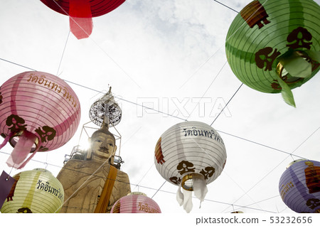 Thai name "Intarawihan" on lamps in famous temple 53232656